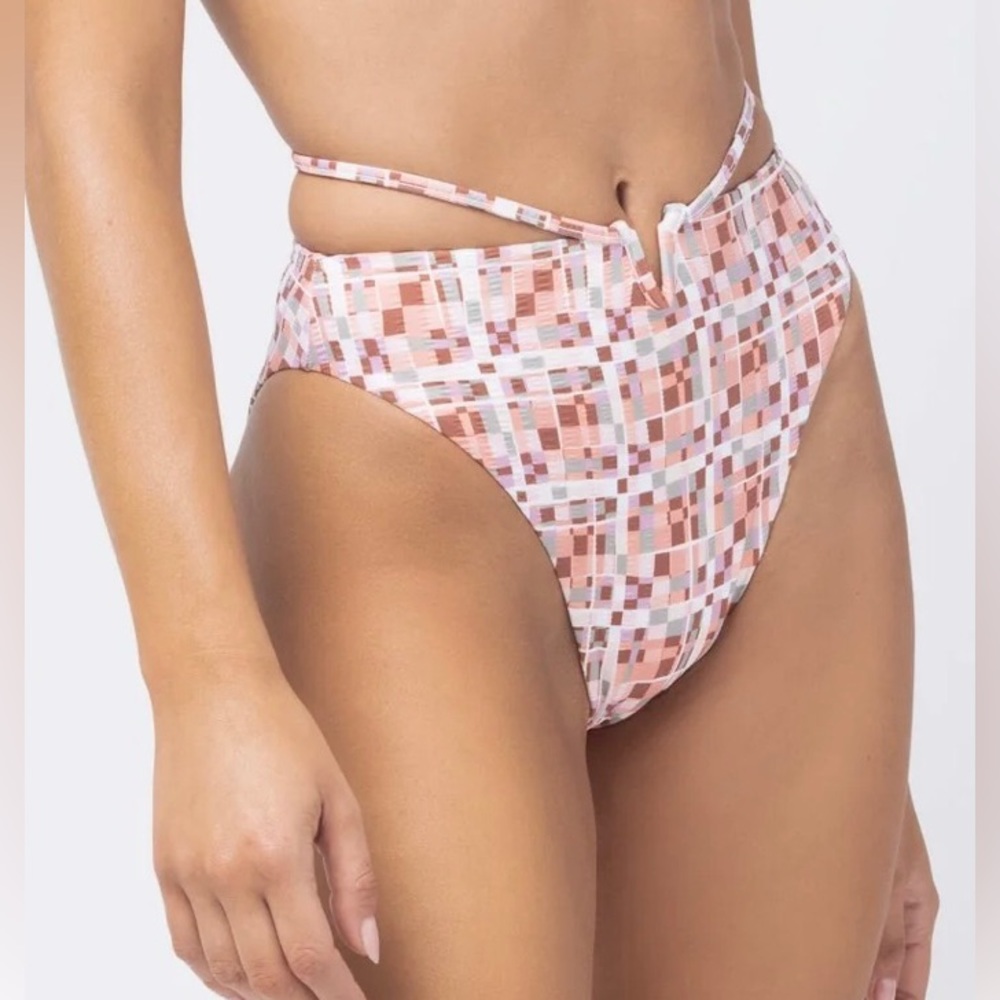 L*Space Helena Block Party V Wire High Rise Bikini Bottoms Sz M